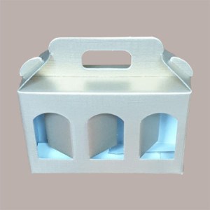 Scatola Astuccio Porta 3 Vasetti Salse Creme in Cartoncino Seta Oro 190x60H120mm 10 Pezzi