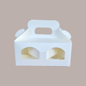 Scatola Astuccio Porta 2 Vasetti Salse Creme in Cartoncino Seta Bianco 110x50H50mm 20 Pezzi