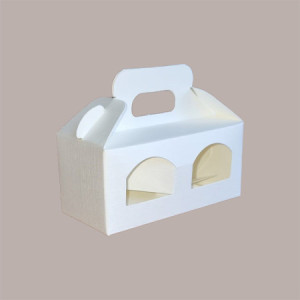 Scatola Astuccio Porta 2 Vasetti Salse Creme in Cartoncino Seta Bianco 170x80H90mm 10 Pezzi [b56eed35]