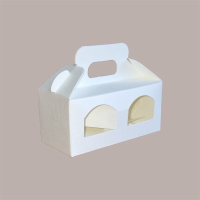Scatola Astuccio Porta 2 Vasetti Salse Creme in Cartoncino Seta Bianco 170x80H90mm 10 Pezzi [b56eed35]