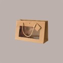 Shopper Busta Carta Kraft Lusso Orizzontale Avana con Finestra in Pvc 28+8x18 cm 10 Pezzi [945bf9ff]