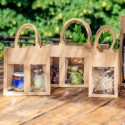 Shopper Busta Juta Porta 2 Vasetti con Finestra in Pvc 20+10x15 cm 5 Pezzi [bedab644]