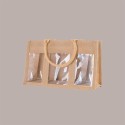 Shopper Busta Juta Porta 3 Vasetti con Finestra in Pvc 30+10xH15 cm 5 Pezzi [22124ede]