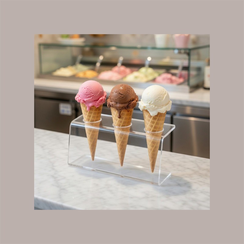 Reggi Coni Gelato da banco a 3 Fori in Policarbonato 21x9H11 cm [962733bf]