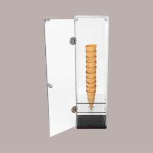Porta Coni Cialde Cialdoni per Gelato in Plexiglass 1 lato aperto Finiture Nere [16af487a]