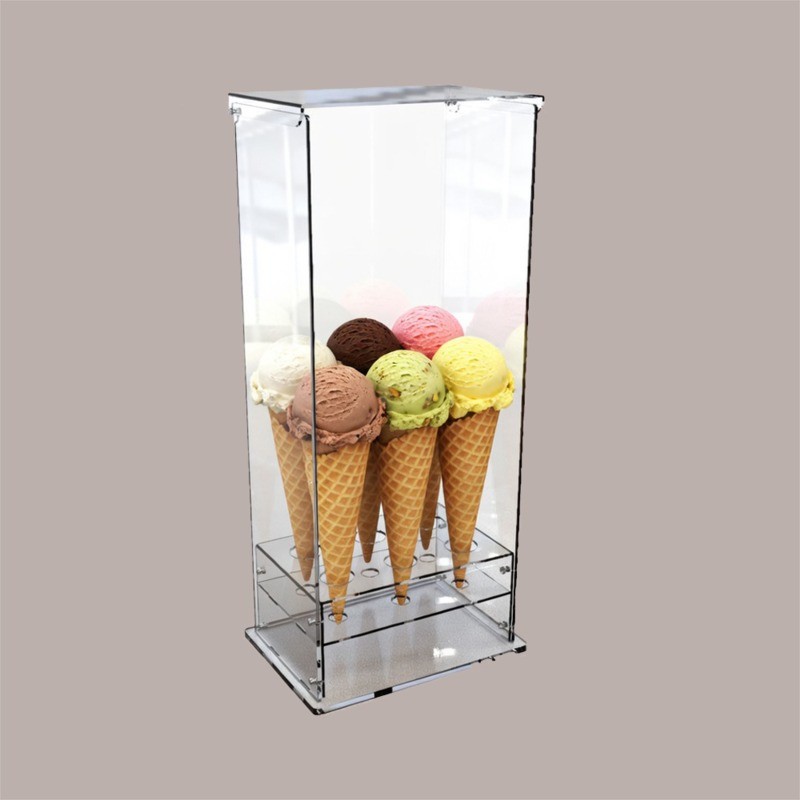 Porta Coni Cialde Vetrinetta Aperta Rettangolare 6 Fori in Plexiglass [62fef1c0]