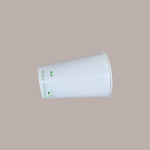 100 Pz Bicchiere Bibita Carta Bianco Biodegradabile Compost 300cc