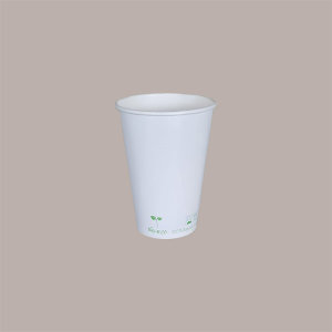 100 Pz Bicchiere Bibita Carta Bianco Biodegradabile Compost 300cc