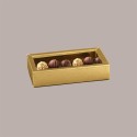 Scatola Porta Cioccolatini e Prodotti Dolciari in Fibra Oro con Fascia 215x145H35 mm 5 Pezzi [2b5ad65f]