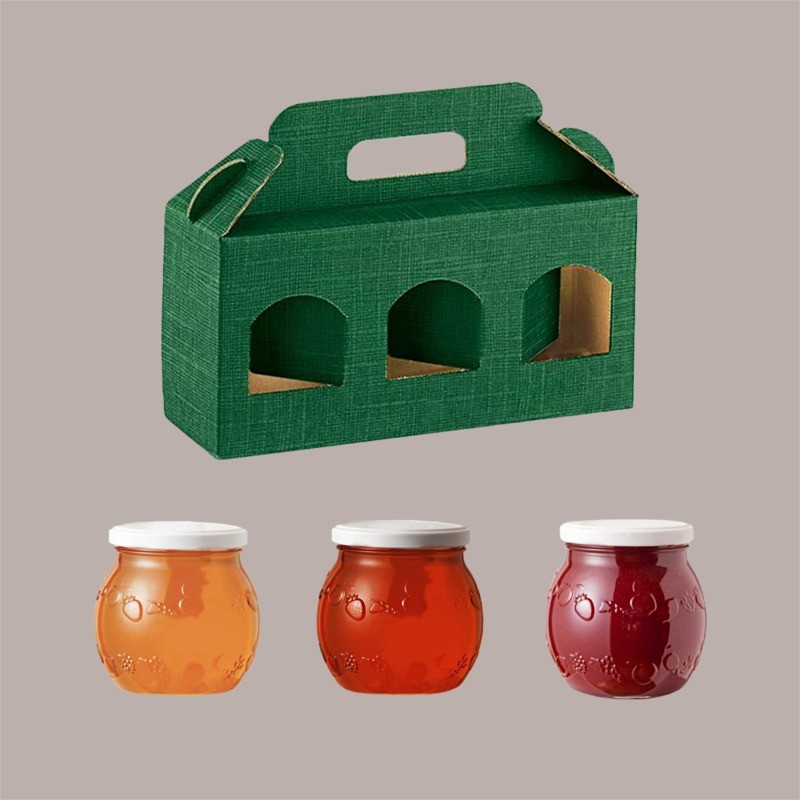 Scatola Astuccio Porta 3 Vasetti Confetture e Creme in Cartoncino Seta Verde 310x100 H90 mm 10 pezzi [45bb9e8e]