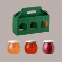 Scatola Astuccio Porta 3 Vasetti Confetture e Creme in Cartoncino Seta Verde 310x100 H90 mm 10 pezzi [45bb9e8e]
