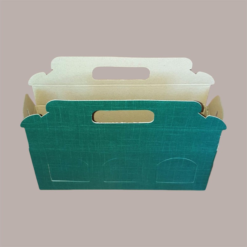 Scatola Astuccio Porta 3 Vasetti Confetture e Creme in Cartoncino Seta Verde 310x100 H90 mm 10 pezzi [f2a65f8a]