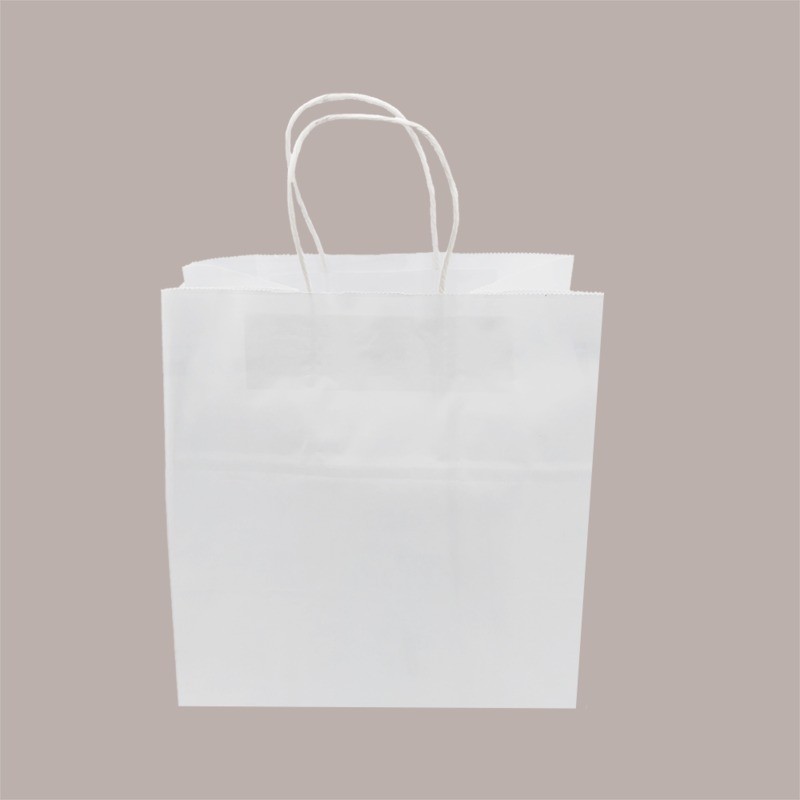 Shopper Busta Carta Bianca con Manico Cordino 26+17 H 27 cm gr 100 50 Pezzi [1346f3a5]