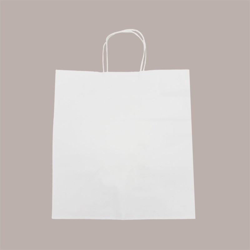 Shopper Busta Carta Bianca con Manico Cordino 26+17 H 27 cm gr 100 50 Pezzi [7d7d71ac]