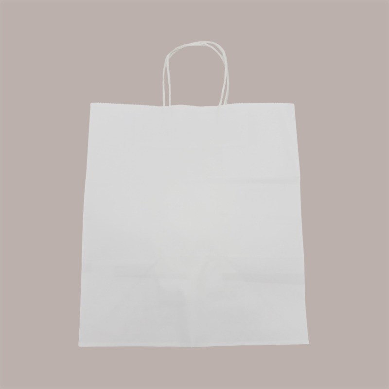 Shoppers Busta Carta Bianca con Manico Cordino 28+20 H 31 cm gr 100 50 Pezzi [4dcc68a9]