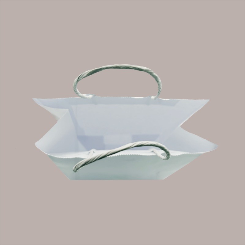 Shopper Busta Carta Bianca con Manico Cordino 22+10 H 29,5 cm gr 100 50 Pezzi [c43901ab]