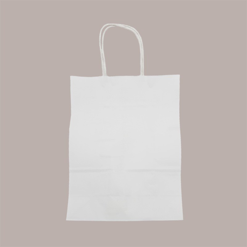 Shopper Busta Carta Bianca con Manico Cordino 22+10 H 29,5 cm gr 100 50 Pezzi [7324c0af]