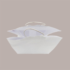 Shoppers Busta Carta Bianca con Manico Cordino 32+20 H 31cm gr 100 50 Pezzi [f48818ae]