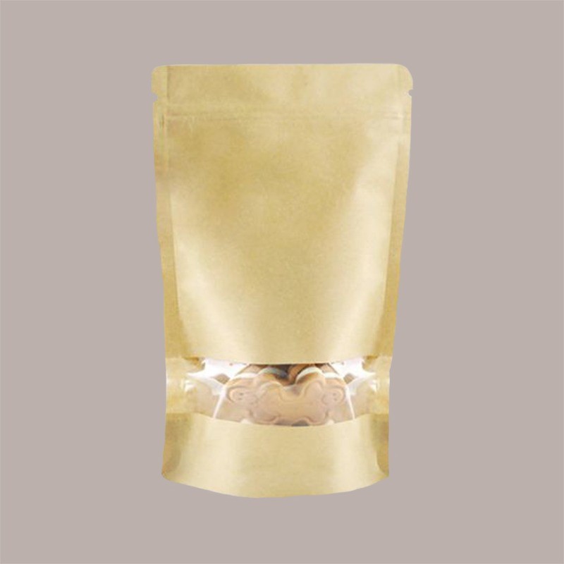Sacchetto in Carta Avana Doypack con Finestra 80x140+25+25 mm 2 x 50 Pezzi [0ff491a2]