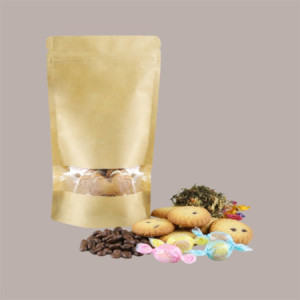 Sacchetto in Carta Avana Doypack con Finestra 130x220+35+35 mm 2 x 50 Pezzi