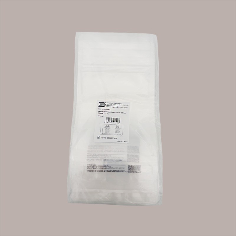 Sacchetto in PET Trasparente Doypack 130x225+35+35 mm 2 x 50 Pezzi [8d81fbd4]