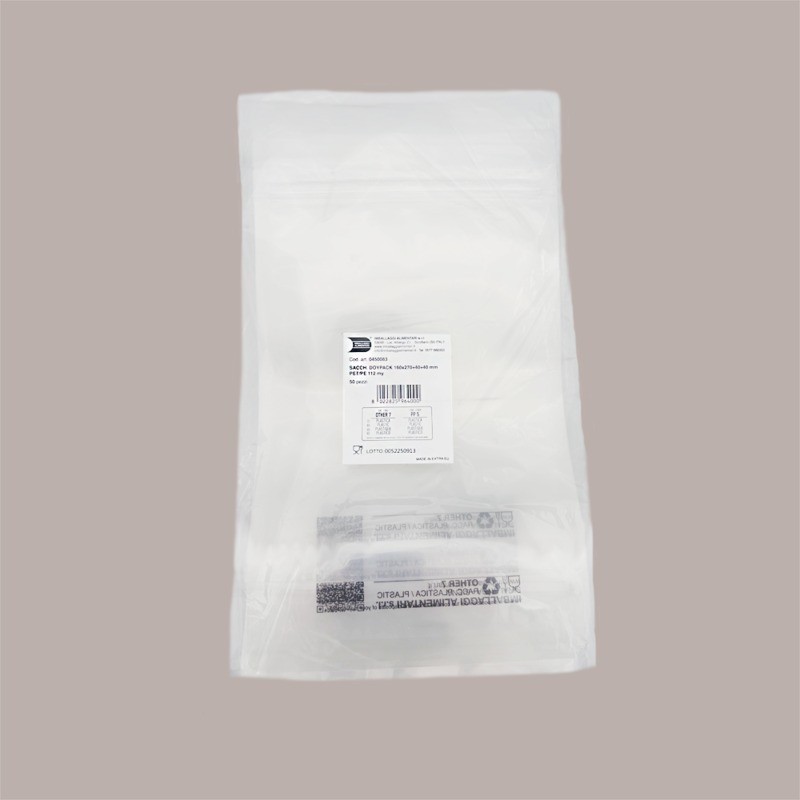 Sacchetto in PET Trasparente Doypack 160x270+40+40 mm 2 x 50 Pezzi [9ac82577]