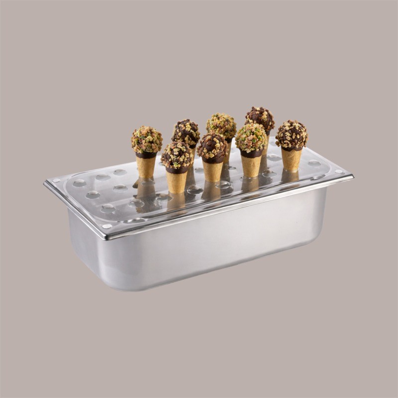 Espositore in Plexiglass Porta Mini Coni per Vaschetta Gelato 36 x 16,5 cm27 sedi [d307487f]