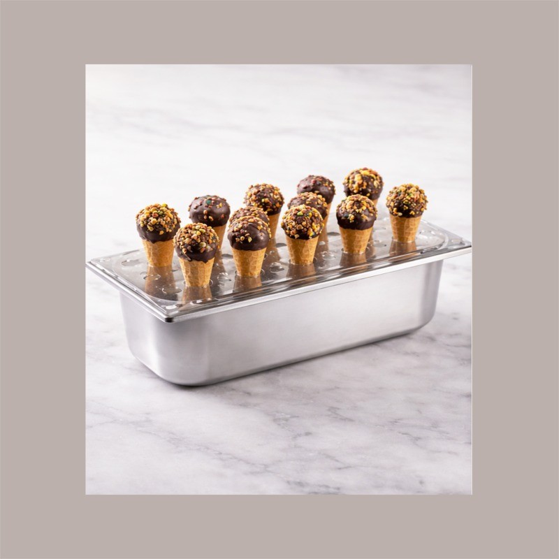 Espositore in Plexiglass Porta Mini Coni per Vaschetta Gelato 36 x 16,5 cm27 sedi [358a0ffa]