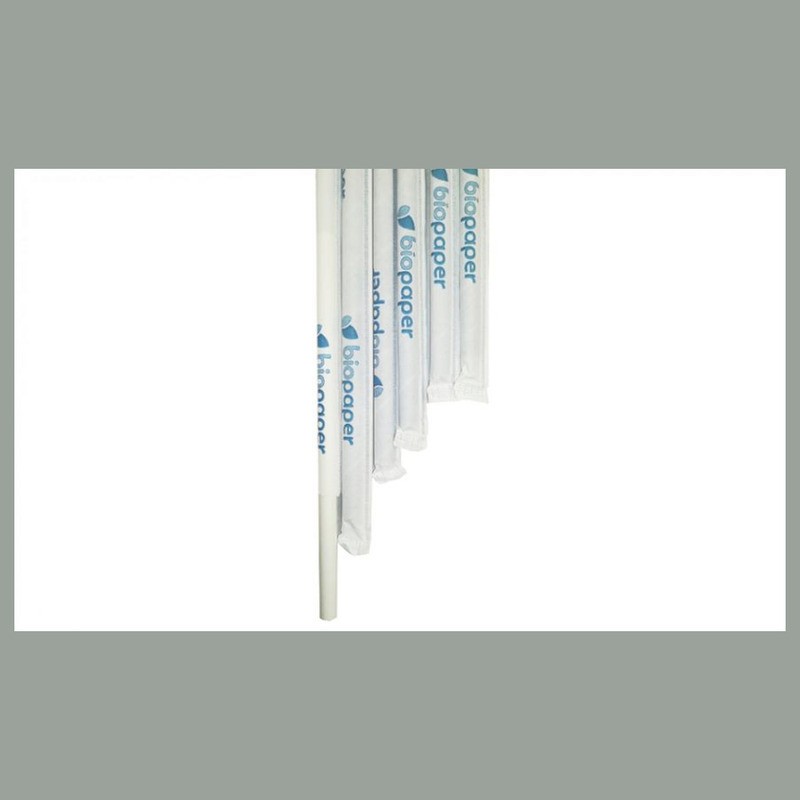 150 Pz Cannuccia Dritta in Carta Incartata Singola Foro 6 H200mm [543e0052]