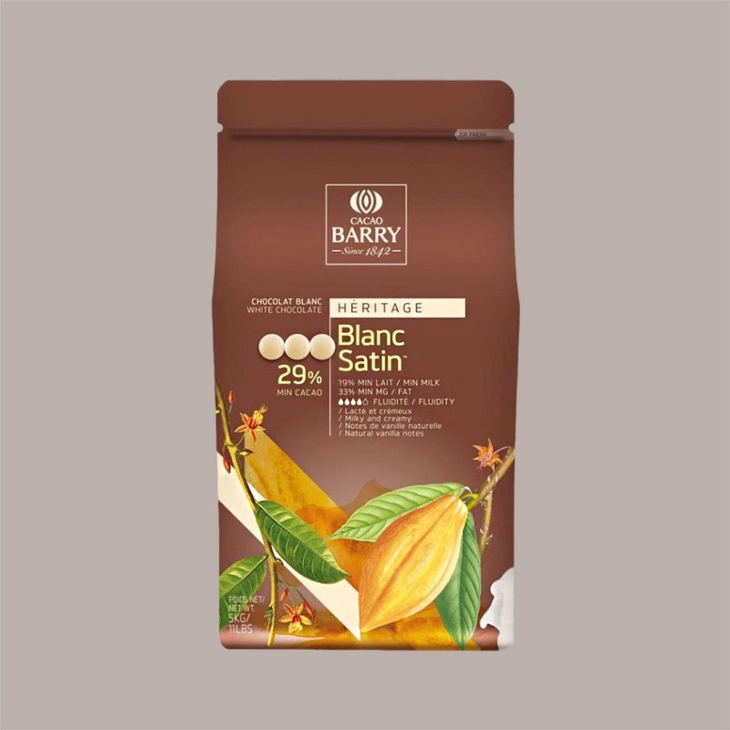 Cioccolato Bianco di Copertura Blanc Satin 29% in Bottoni Barry 5 Kg [76be9ad1]