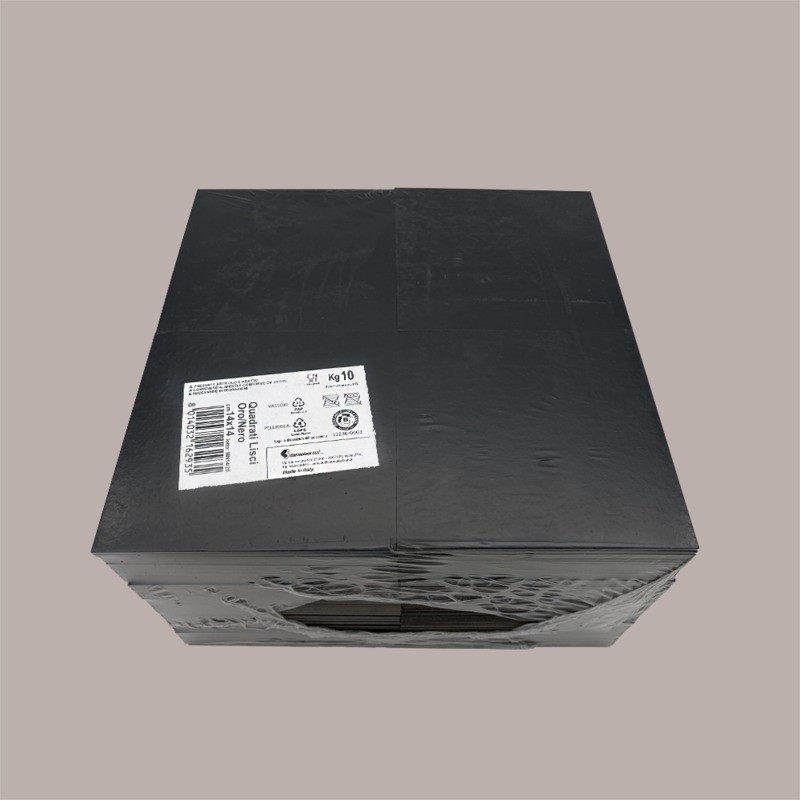 Tavoletta Vassoio Rigido Sottotorta Dolce in Cartoncino Alimentare Oro e Nero 14x14 cm 10 Kg [6146f94c]