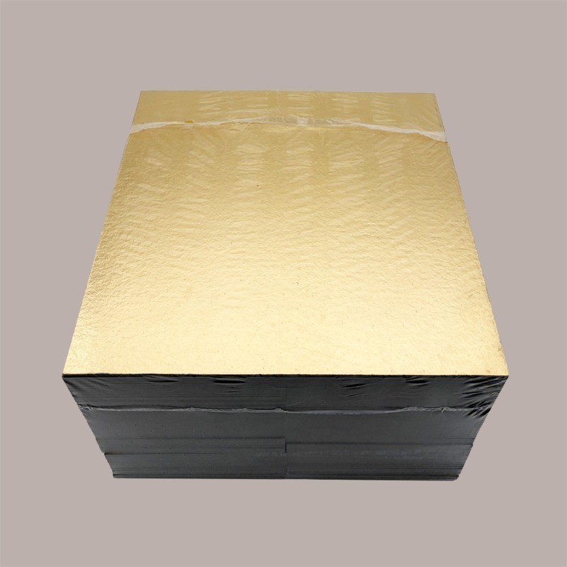 Tavoletta Vassoio Rigido Sottotorta Dolce in Cartoncino Alimentare Oro e Nero 14x14 cm 10 Kg [18415c09]