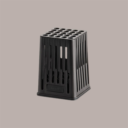 Kit Lavaggio per Cannucce Riutilizzabili (1 Cestello in PP Nero 25 Scomparti + 1 Scovolino in Acciao)