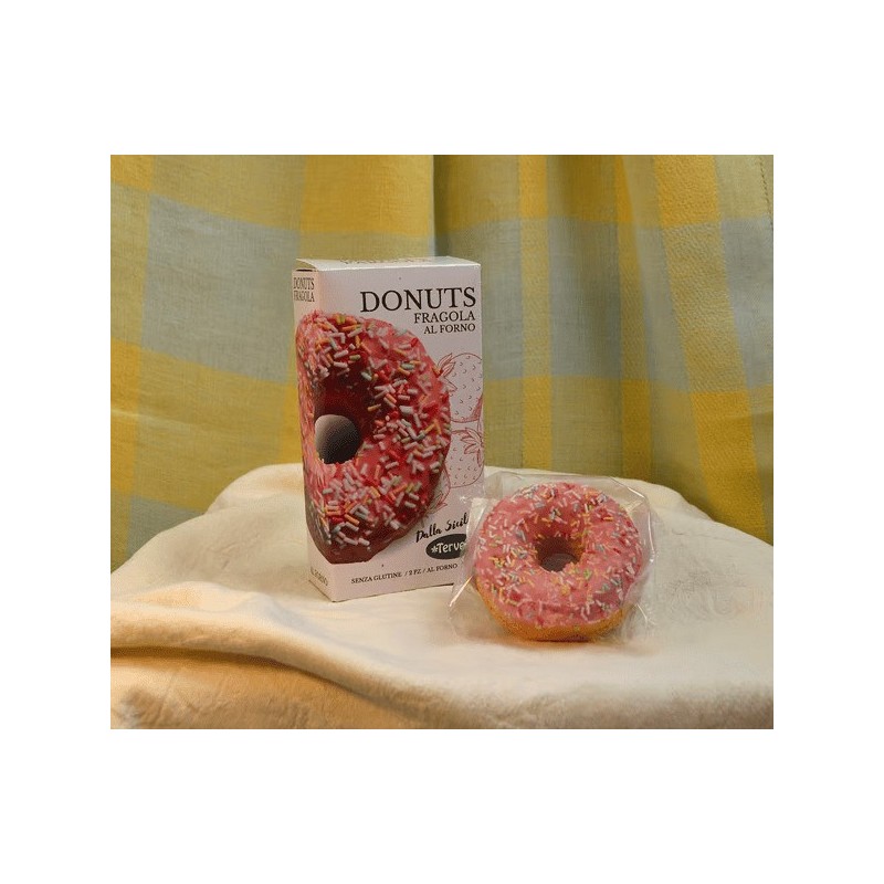 Donuts Ciambelline Senza Glutine con Glassa alla Fragola Artigianali 4 pezzi [d4ee1023]