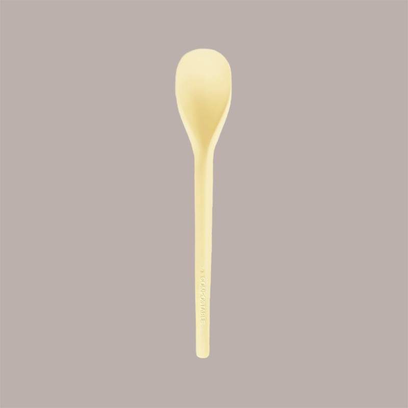 Cucchiaino Bio 12 cm Giallo in PLA Ideale per Gelato Frappè Yogurt Granita Ice Curvy S 1 kg [bc170069]