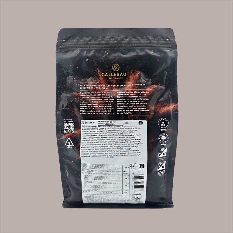 Cacao in Polvere Leggero Sgrassato Légère 1% Velvet Experience Signature Collection 750 gr Callebaut [78aa9a6a]