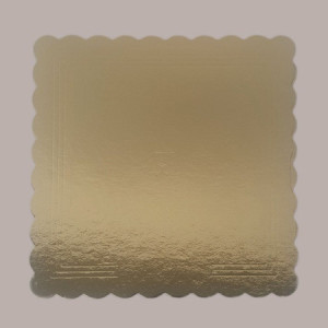 Sottotorta Vassoio Cartone Quadrato Bordo Smerlato Ala Oro Nero Usa e Getta 22x22 cm 10 Kg