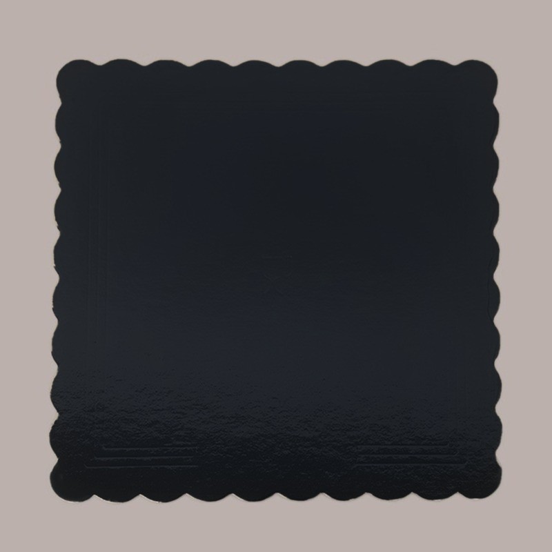 Sottotorta Vassoio Cartone Quadrato Bordo Smerlato Ala Oro Nero Usa e Getta 25x25 cm 10 Kg [3d436193]