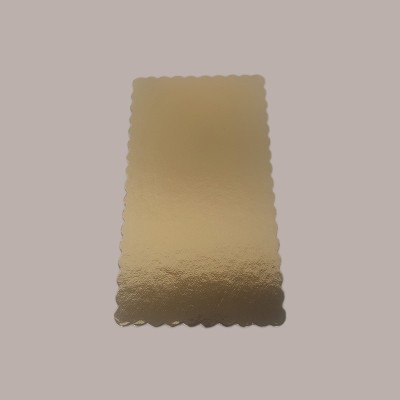 Sottotorta Vassoio Cartone Rettangolare Bordo Smerlato Ala Oro Nero Usa e Getta 17x30cm 10 Kg [4fbc88de]