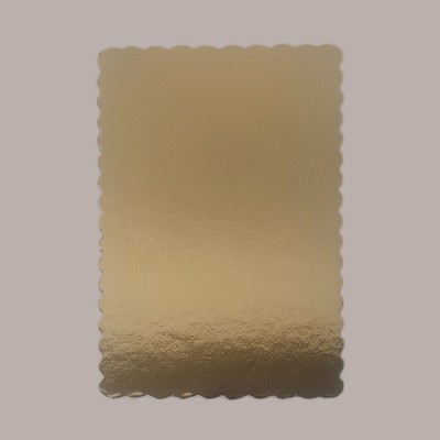 Sottotorta Vassoio Cartone Rettangolare Bordo Smerlato Ala Oro Nero Usa e Getta 17x36cm 10 Kg [8236735f]
