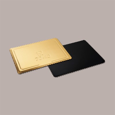 Sottotorta Vassoio Cartone Rettangolare Oro Nero Microtriplo 36x47cm 10 pezzi [8f978813]