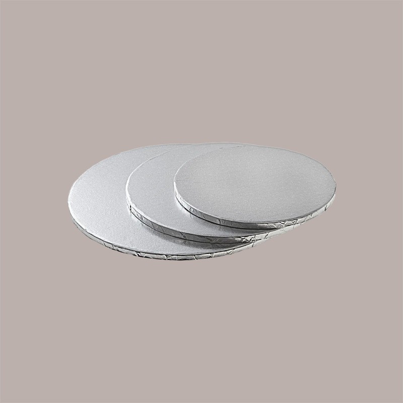 Sottotorta Tondo Alto Ideale per Cake Design in Cartoncino Rigido Argento Dm 30H1 cm 3 pezzi [487d1279]