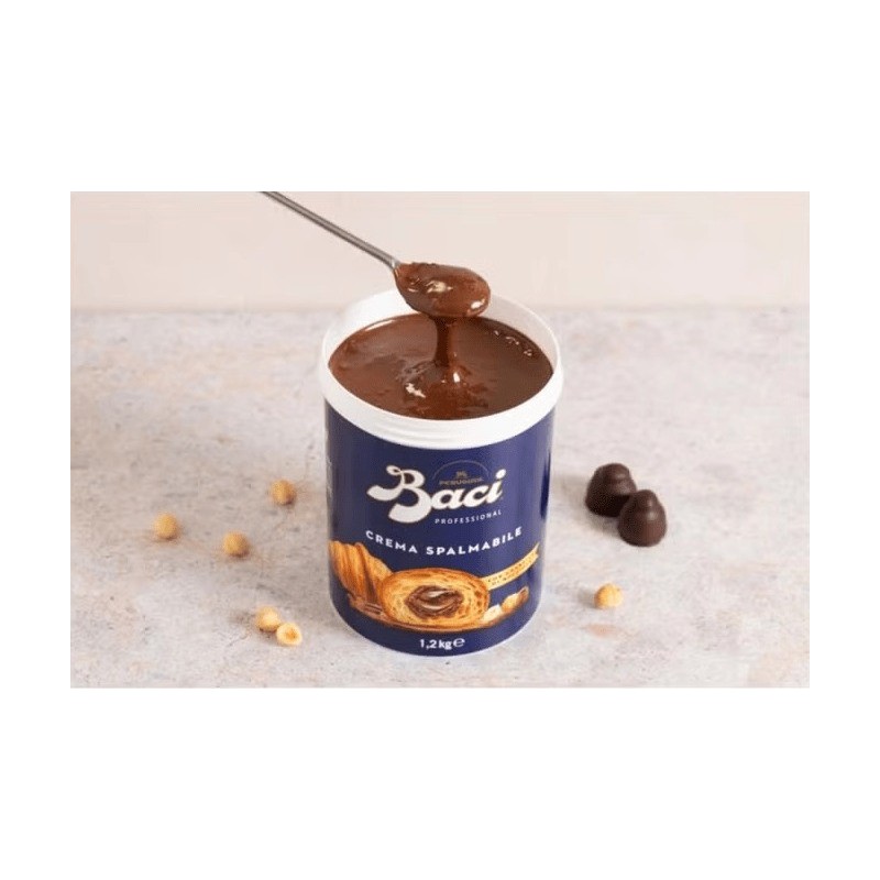Crema Spalmabile Gusto Bacio Perugina con Granella di Nocciola Ideale per Farcitura Cornetti Dolci 1,2 Kg [832ae829]