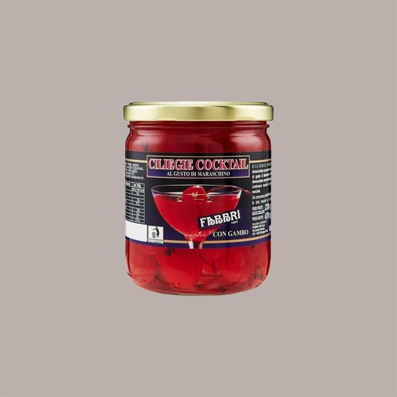 Ciliegie con gambo per Cocktail gusto Maraschino FABBRI 470 gr [2392ab92]
