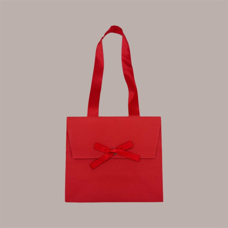 Borsa Carta Chiusura Velcro Rossa con nastro in raso 16+8x14 cm 10 Pezzi [91a6ded8]