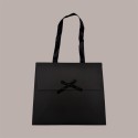 Borsa Carta Chiusura Velcro Nera con nastro in raso 24+11x21 cm 10 Pezzi [9fff6fdb]