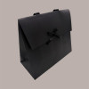Borsa Carta Chiusura Velcro Nera con nastro in raso 24+11x21 cm 10 Pezzi [46d92cd6]