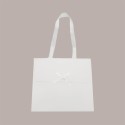 Borsa Carta Chiusura Velcro Bianco con nastro in raso 24+11x21 cm 10 Pezzi [0ab864de]