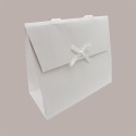Borsa Carta Chiusura Velcro Bianco con nastro in raso 24+11x21 cm 10 Pezzi [d39e27d3]