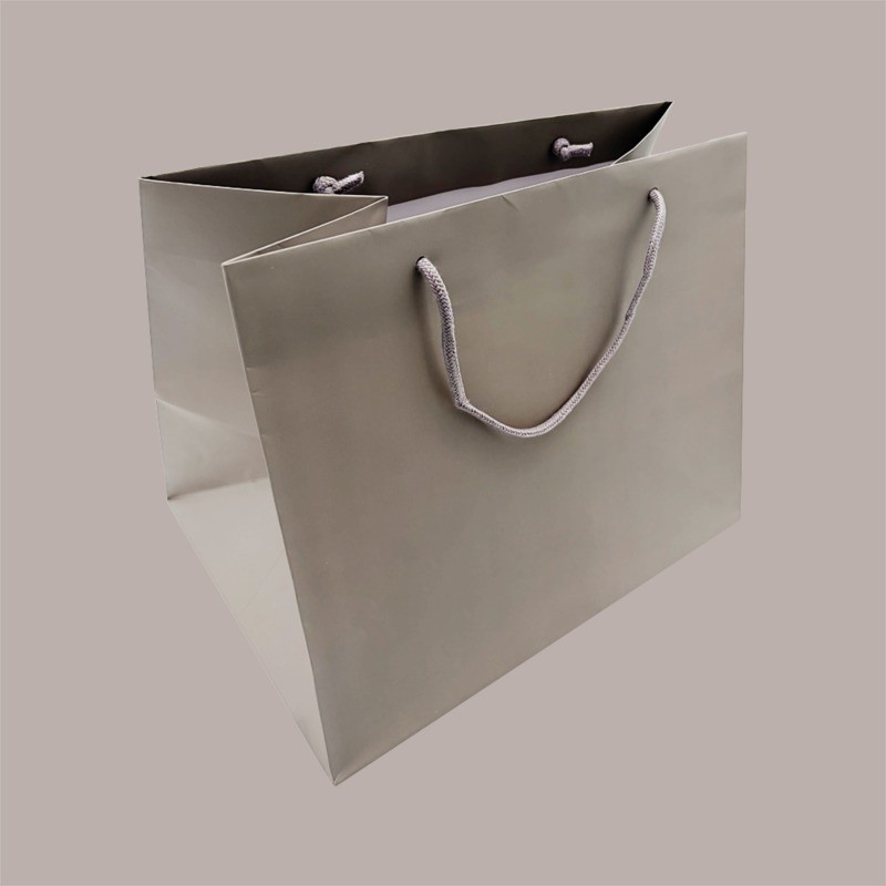 Borsa Carta Lusso Tortora con cordino 32+22x26 cm 10 Pezzi [5432ffd2]